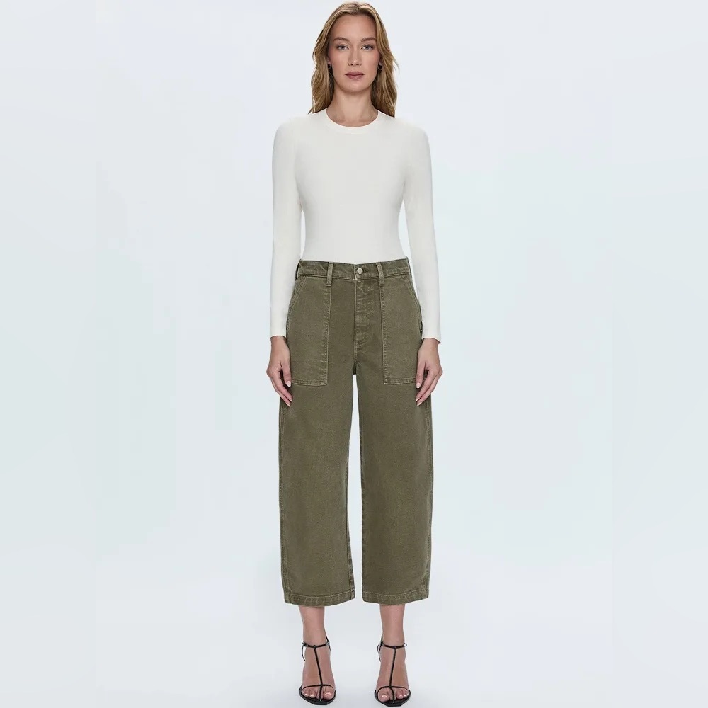 PISTOLA barrel denim  Olive Pants